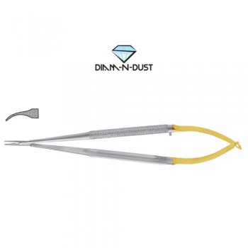 Diam-n-Dust™ Castroviejo Micro Needle Holder Curved - Very Delicate Stainless Steel, 14 cm - 5 1/2"